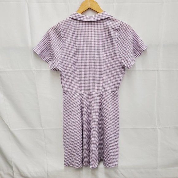 NWT Madewell WM's Kacie Mini Shirtdress in Lavender Plaid Size 2 - Picture 2 of 4